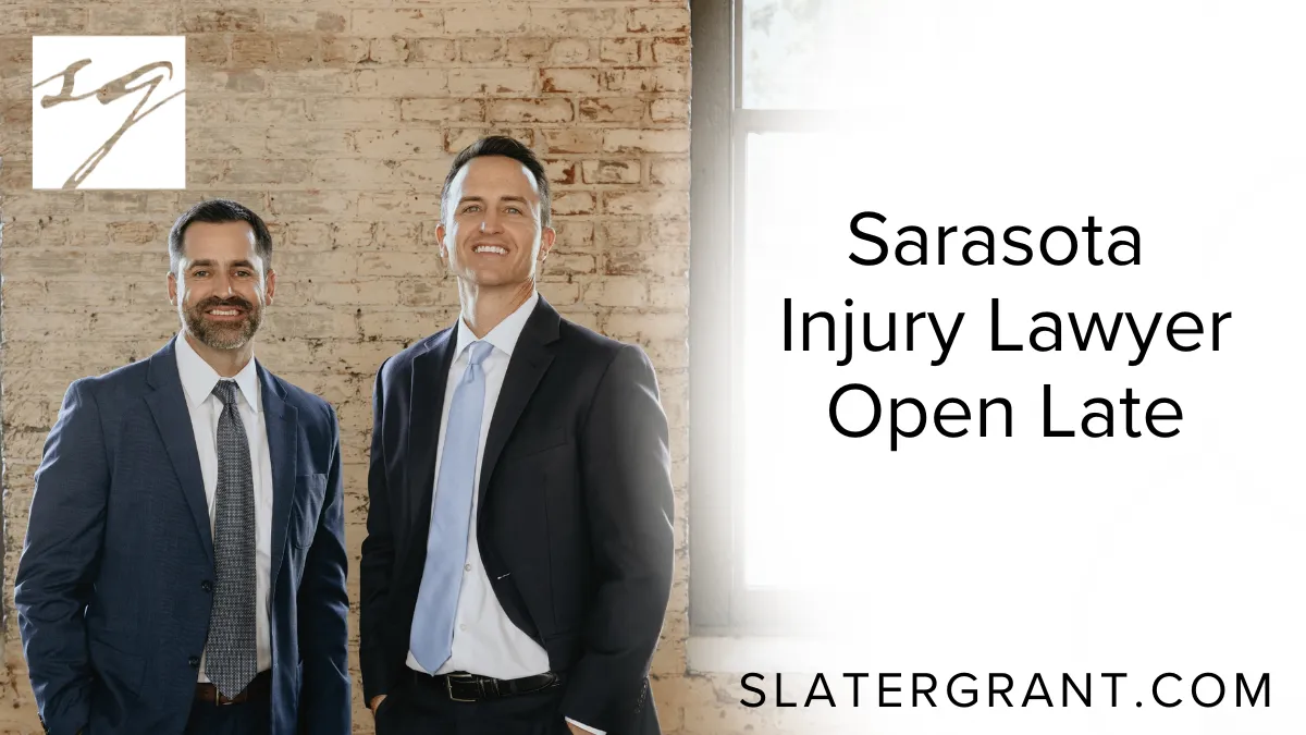 \When accidents strike, time is critical. Injuries can be physically, emotionally, and financially devastating. Yet, seeking legal help shouldn't be delayed by office hours or rigid schedules. At Slater | Grant, we understand the urgency of your situation, which is why we are proud to be the Sarasota injury lawyer open late—ready to support you when you need us most.