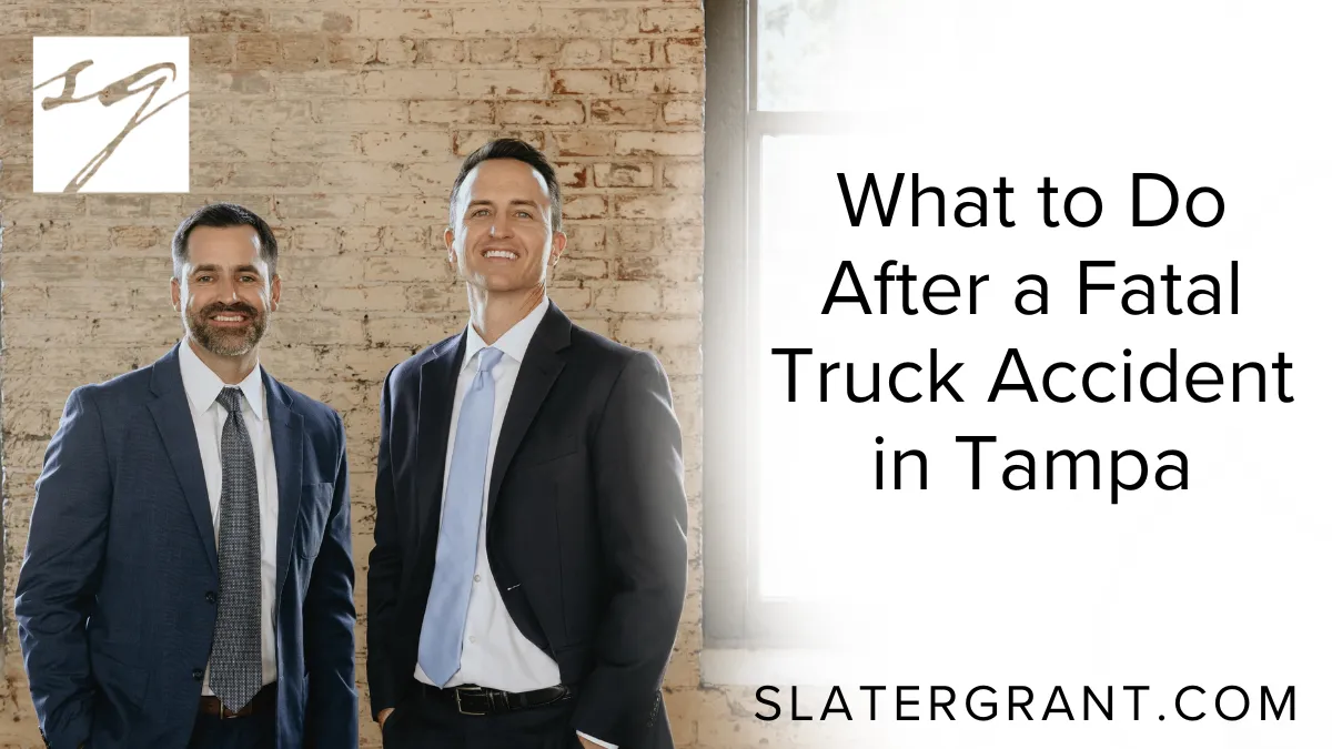 When tragedy strikes in the form of a fatal truck accident, surviving family members are left not only with overwhelming grief but also with a host of legal, financial, and emotional challenges. At Slater | Grant, we are here to offer compassionate guidance and aggressive representation. As your trusted fatal truck accident lawyer Tampa, we help ensure that justice is pursued and families receive the compensation they deserve.