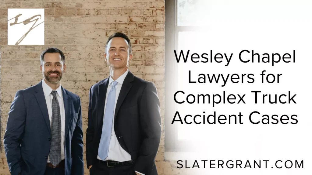When you or a loved one has been involved in a serious truck accident in Wesley Chapel, securing experienced legal representation is crucial. Complex truck accidents often involve catastrophic injuries, multiple parties, and intricate insurance claims. Wesley Chapel complex truck accident lawyers at Slater | Grant specialize in handling these complicated cases to ensure victims receive the compensation they deserve.