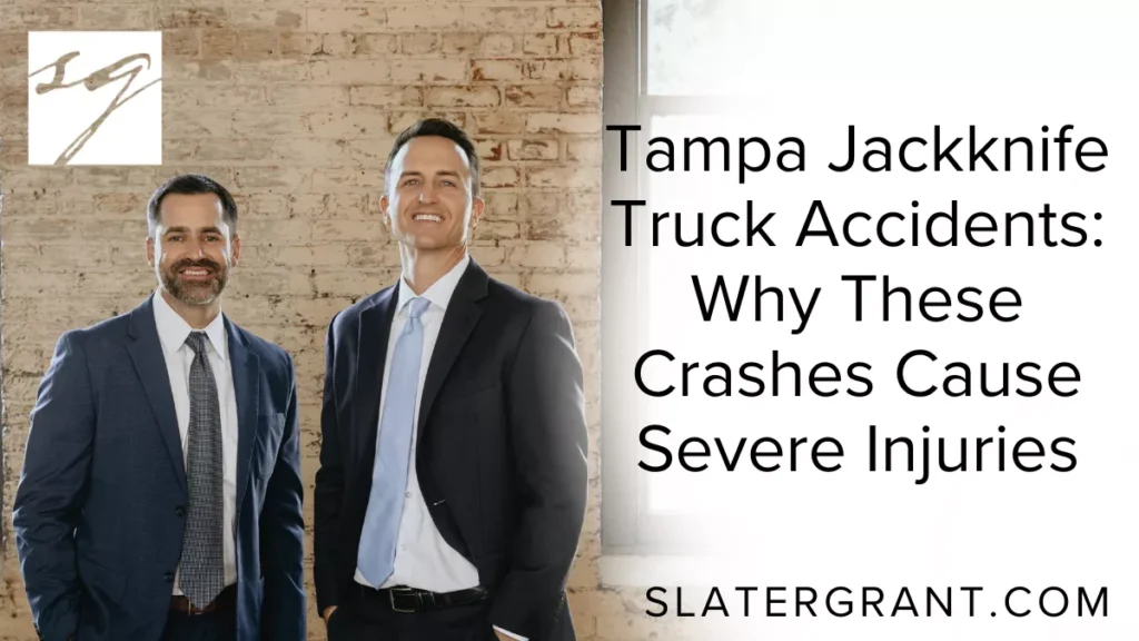 Jackknife truck accidents are among the most dangerous and destructive crashes on Tampa roadways. When a large commercial truck’s cab and trailer fold at an angle—resembling a partially closed pocketknife—the result is often a multi-lane obstruction that leads to catastrophic collisions. These accidents frequently occur on highways such as I-275, I-4, I-75, and the Selmon Expressway, where high speeds and heavy traffic magnify the danger.